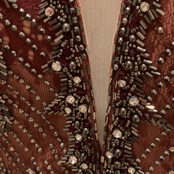 Brand Designer: LUCCI LU Burgundy long beaded dress - Picture 11 of 15